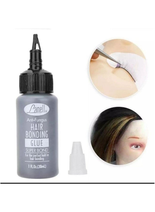 لانيل غراء سوبر بوند المضاد للفطريات لتطويل الشعر - لاصق مقاوم للماء يدوم طويلاً لتركيب الشعر المستعار بسرعة، وتثبيت الشعر المستعار، وتصفيف الشعر في الصالونات، تركيبة خفيفة الوزن وغير لزجة مع طرف دقيق، 1 أونصة - Image 3